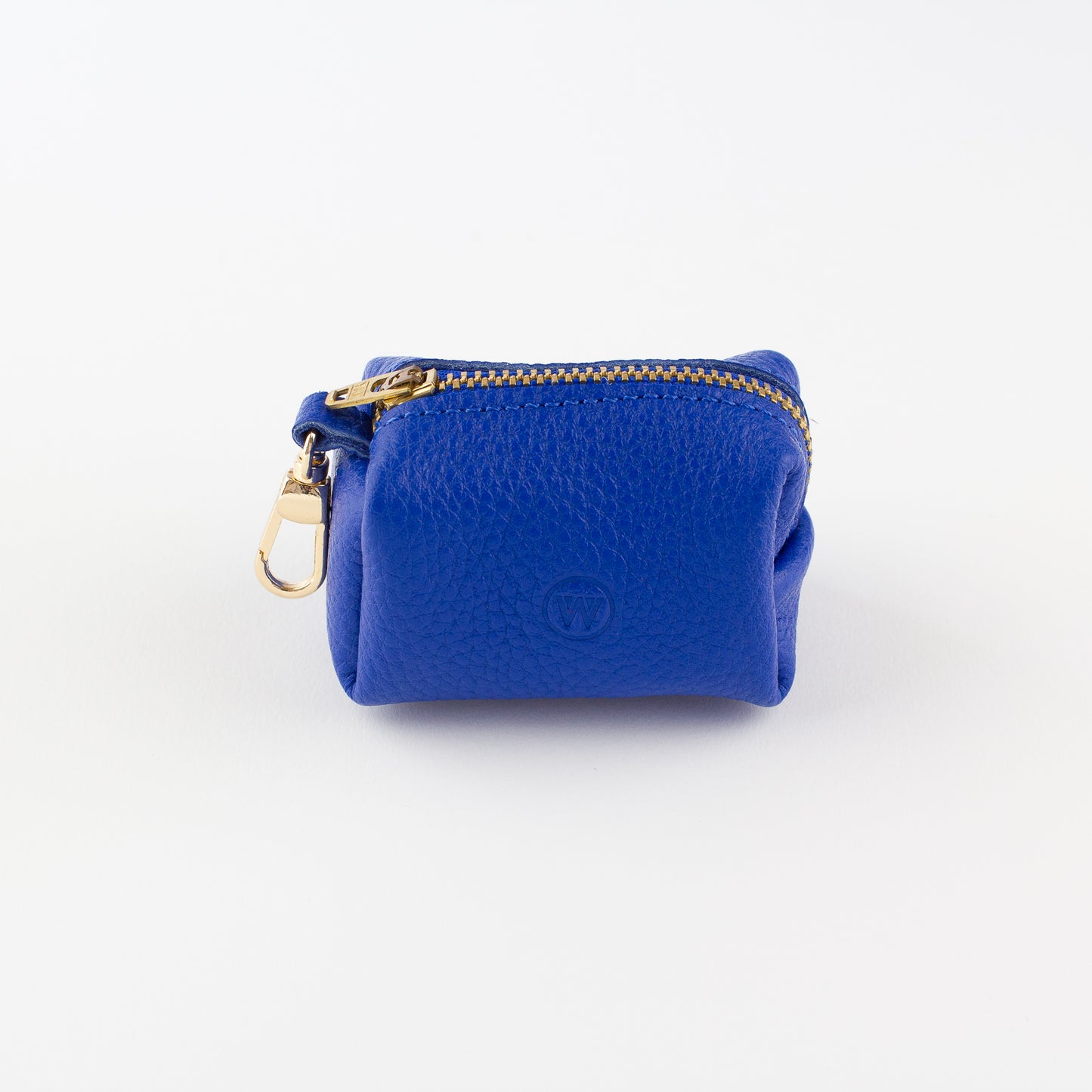 Blue leather poo bag Willow Walks
