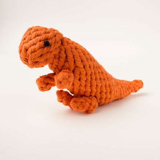 Willow Walks Dino dog rope toy in orange