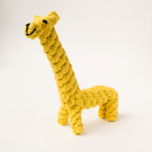 Willow Walks giraffe dog rope toy in yellow