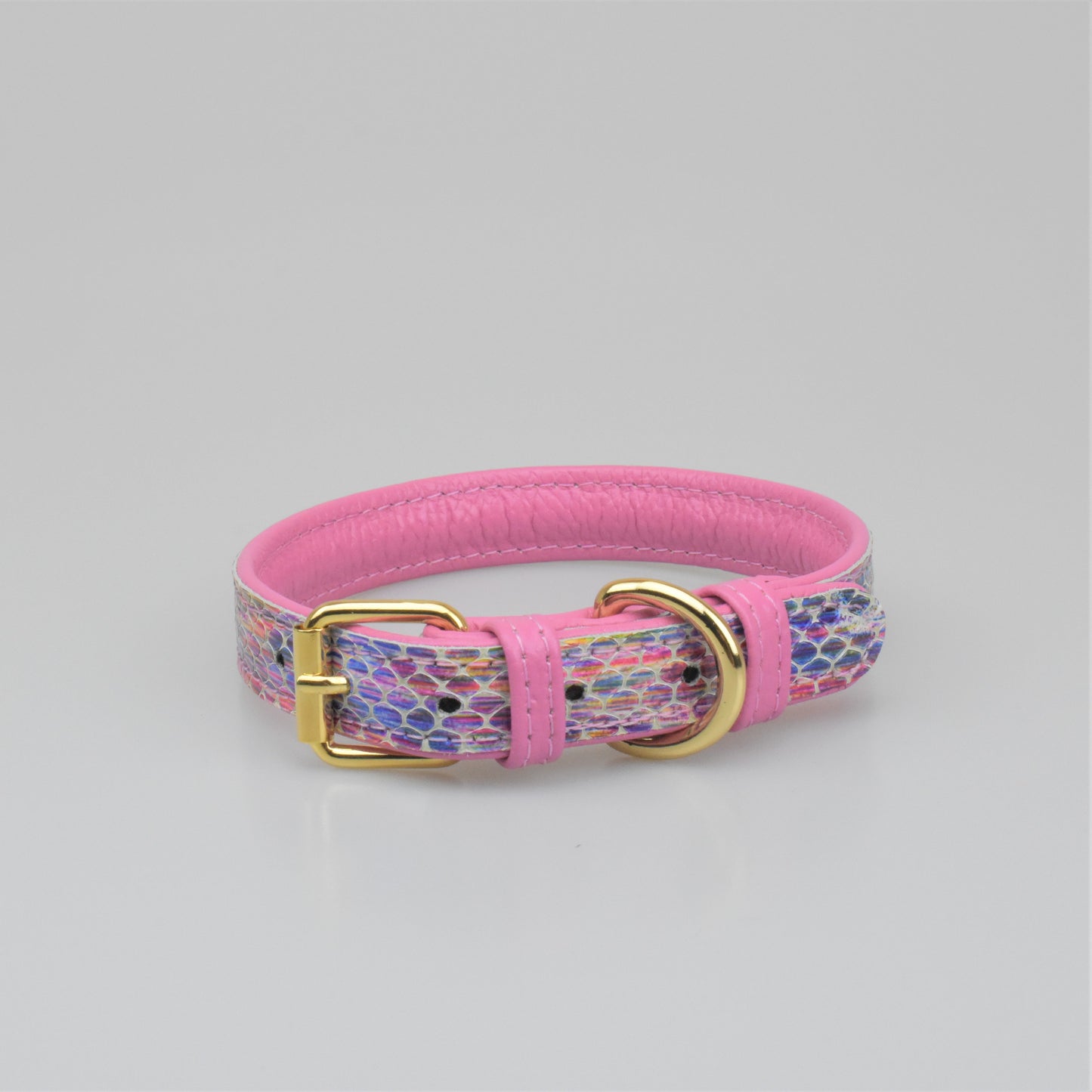 Willow Walks leather collar in multi snake and hot pink