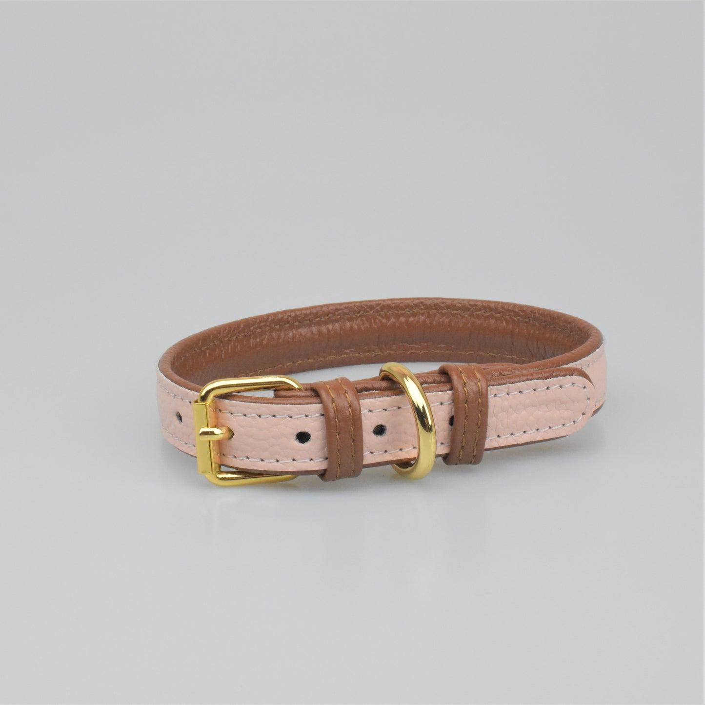 Willow Walks leather collar in brown and soft pink