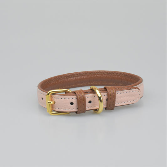 Willow Walks leather collar in brown and soft pink