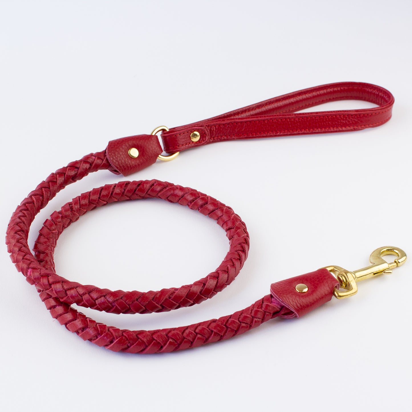 Red pleated leather lead Willow Walks