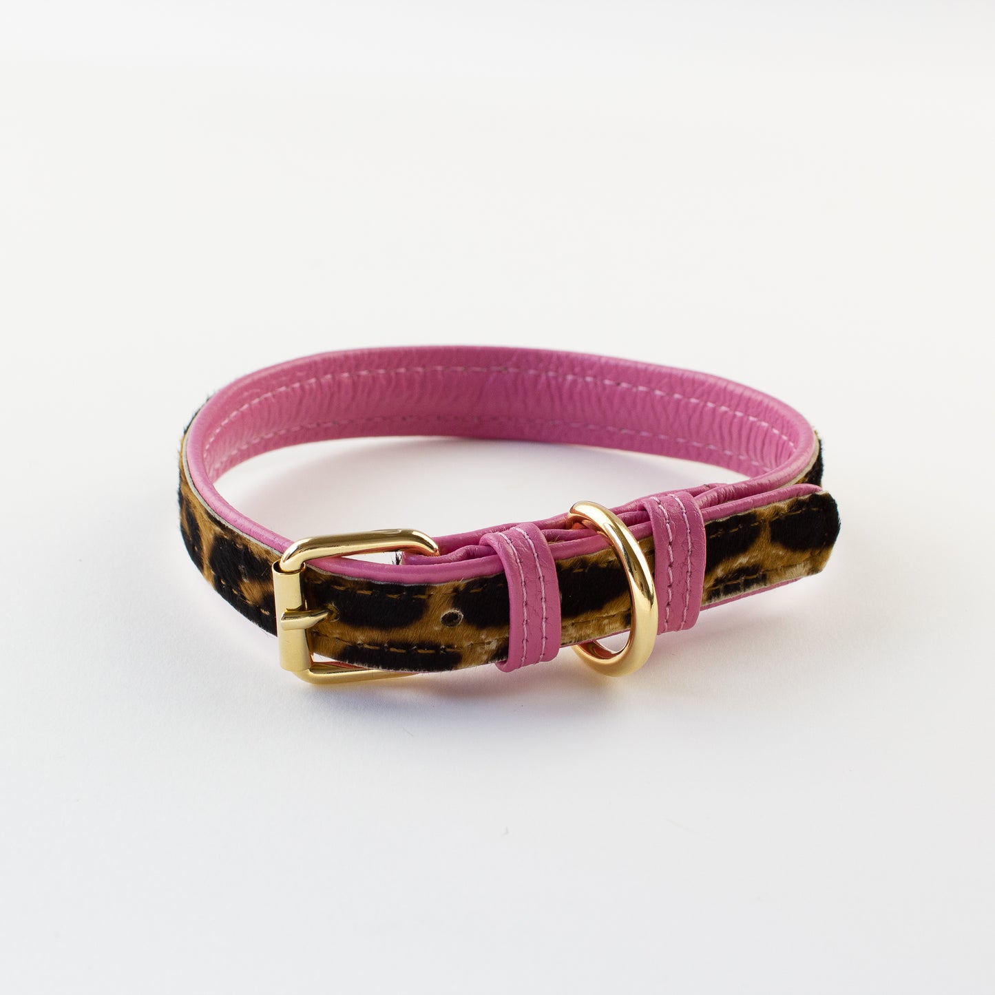 Willow Walks leather collar in leo and hot pink
