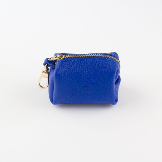 Blue leather poo bag Willow Walks