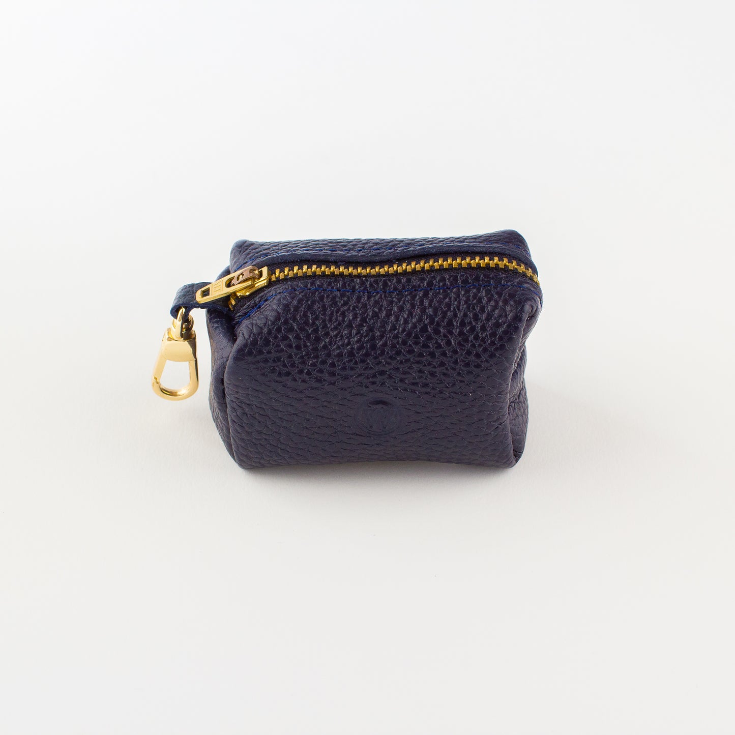 Navy leather poo bag Willow Walks