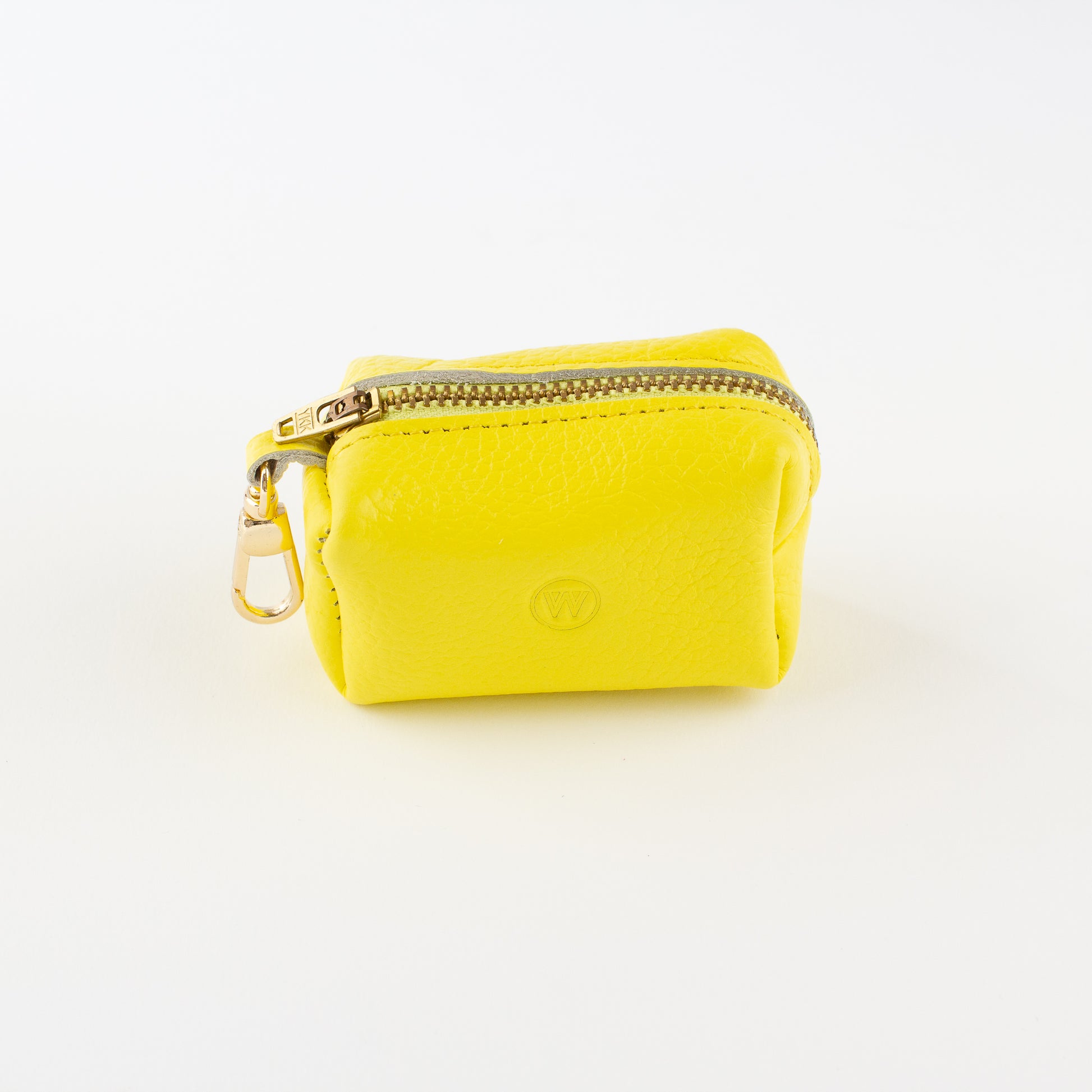 Yellow leather poo bag Willow Walks