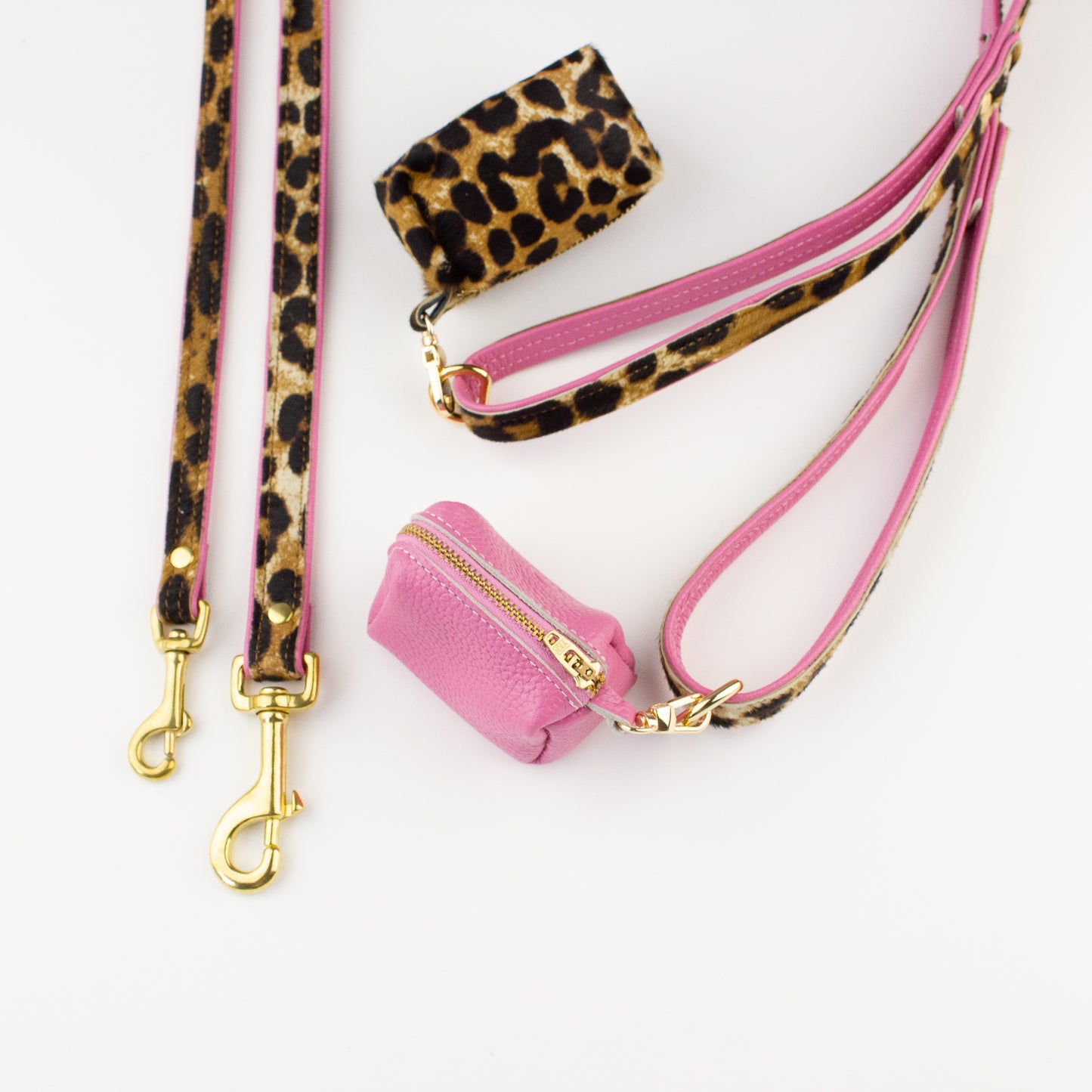 Willow Walks leather collar in leo and hot pink