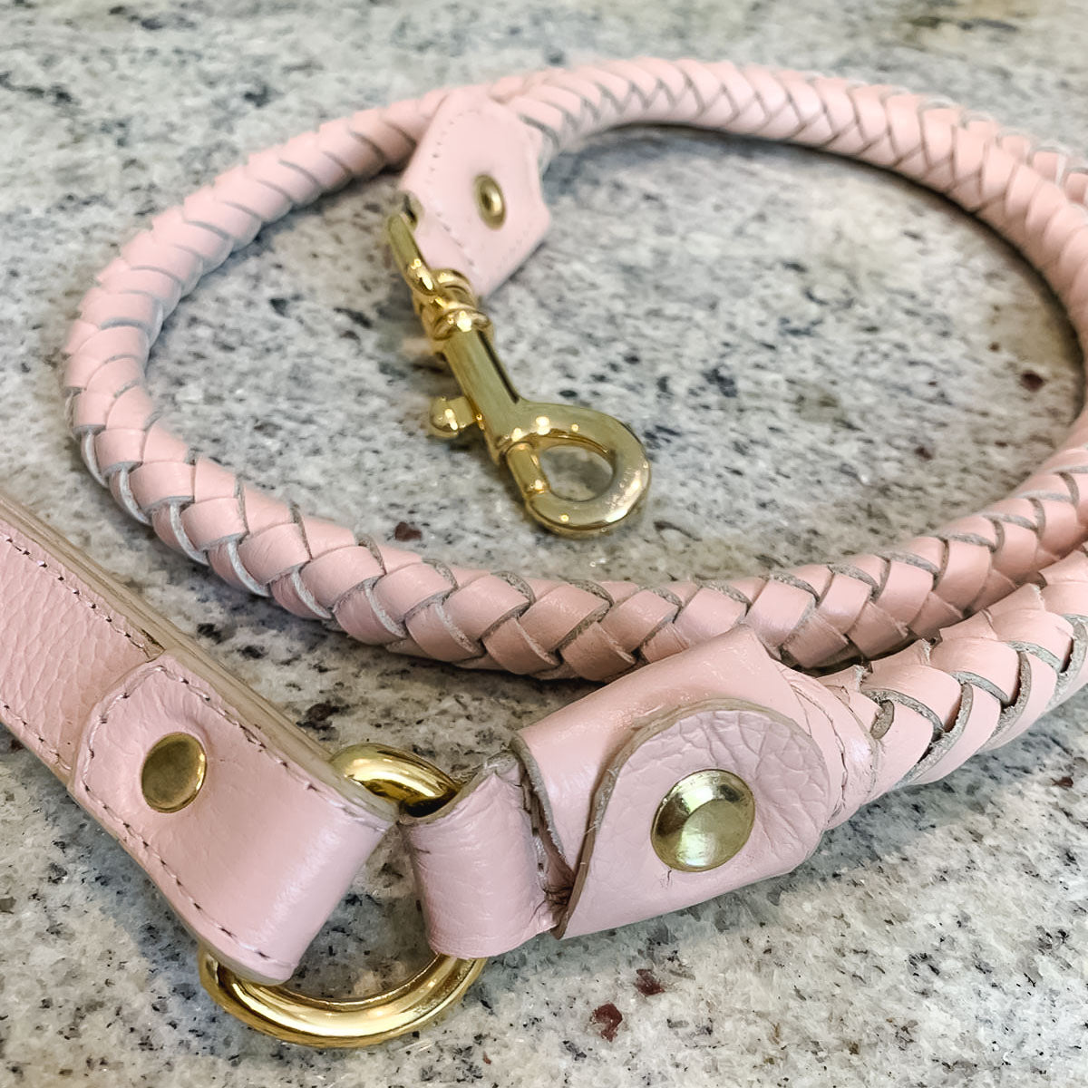 Pink pleated leather lead Willow Walks