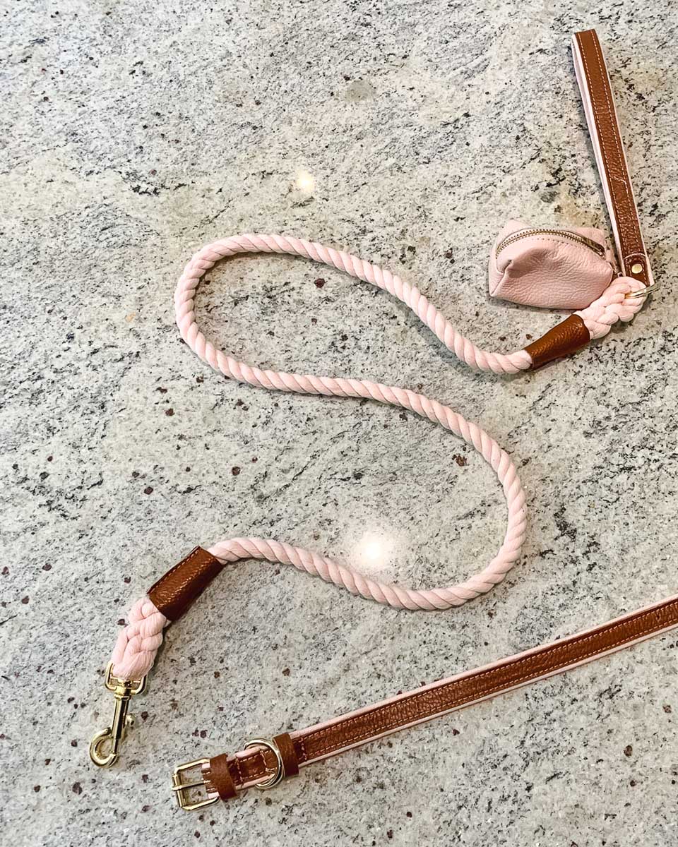 Pink brown rope lead Willow Walks