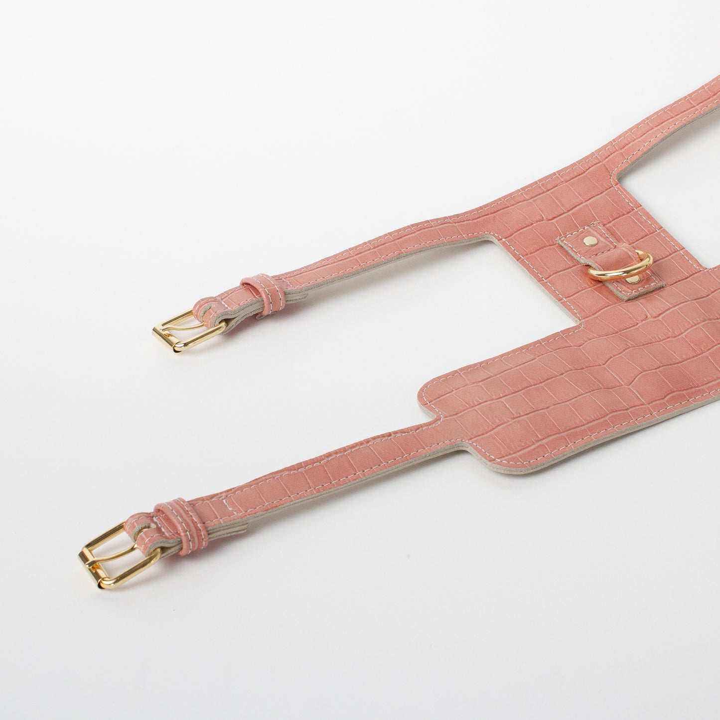 Willow Walks adjustable leather harness with croc effect in dusky pink