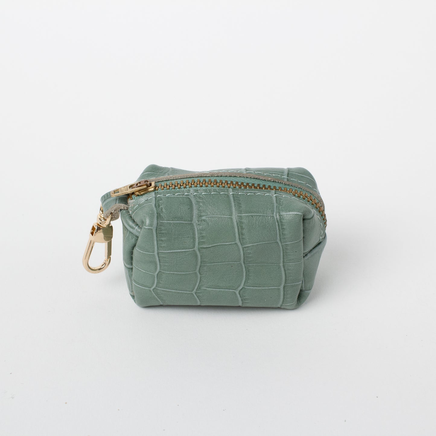 Willow Walks leather poo bag with croc effect in sage green