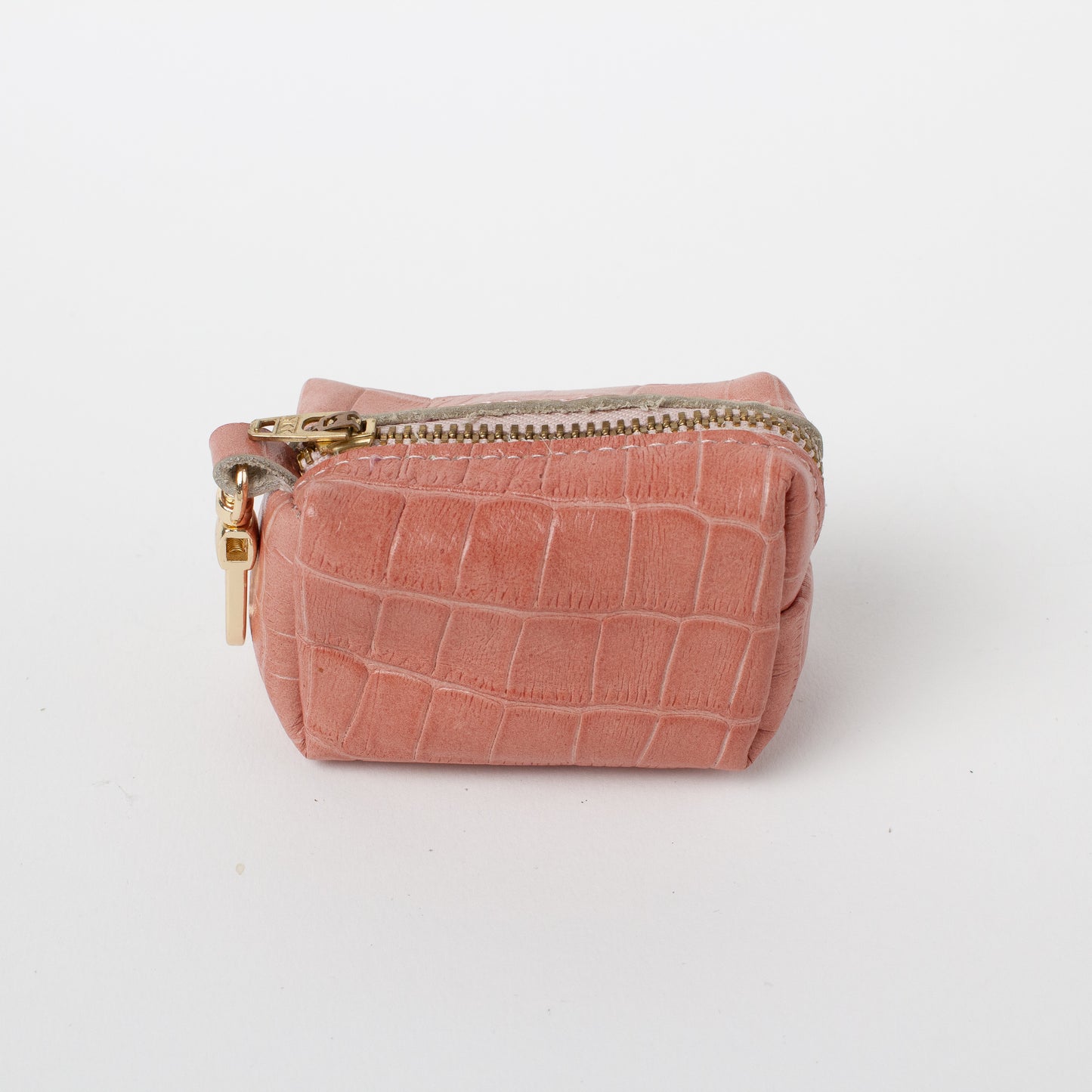 Willow Walks leather poo bag with croc effect in dusky pink