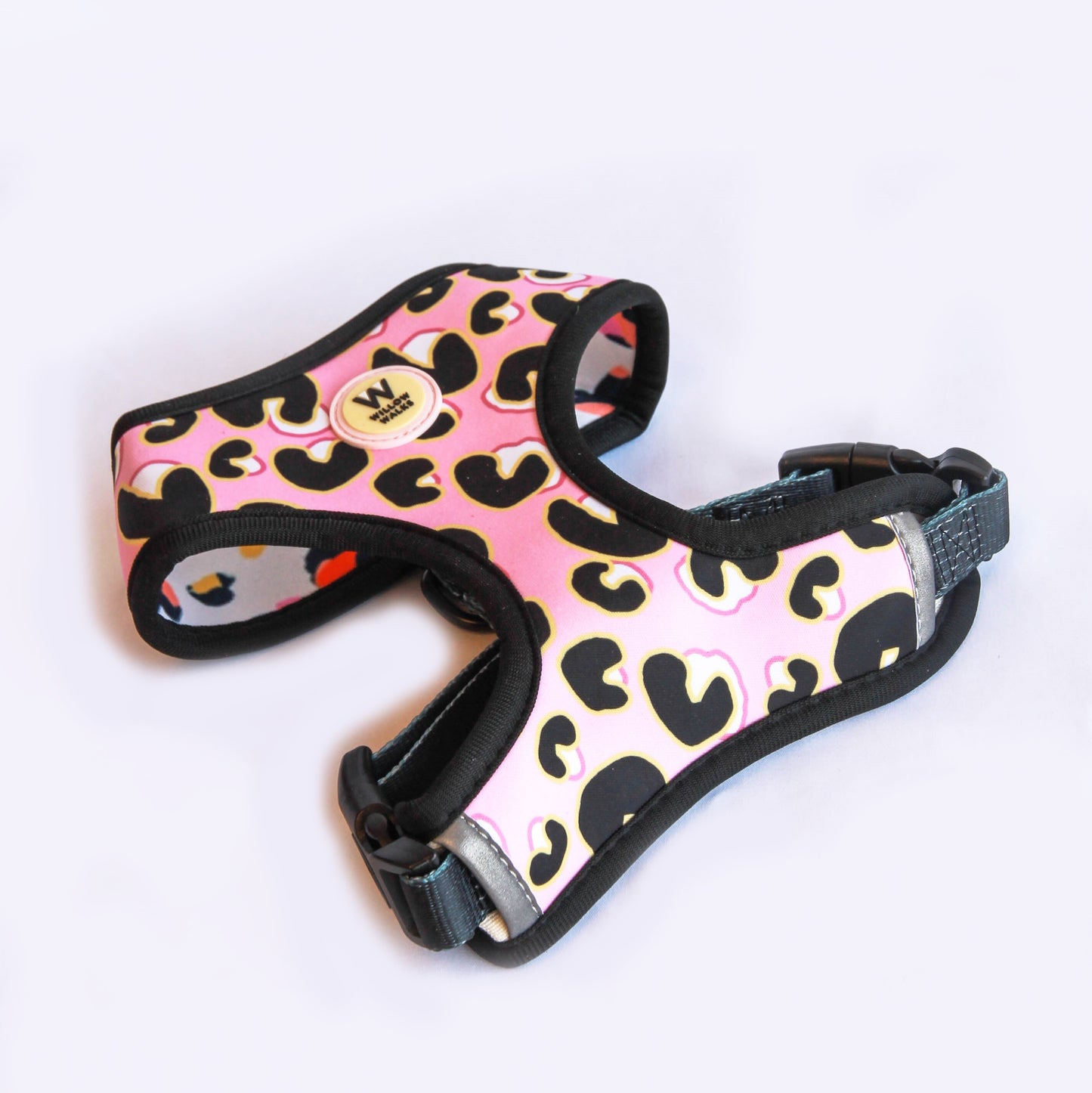 Willow Walks Reversible Harness in pink leo and multi